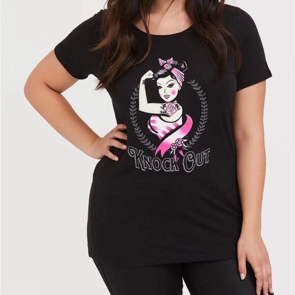 Torrid Knock Out Breast Cancer Tee Size 00 - Picture 1 of 4